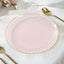 10-Pack Plastic 9" Round Dinner Plates in Transparent Blush Hammered Design with Gold Rim - Modern Disposable Party Plates