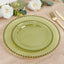 10-Pack Transparent Dusty Sage Green Plastic Dessert Plates â€“ 8’’ Round with Beaded Rim Disposable for Parties &