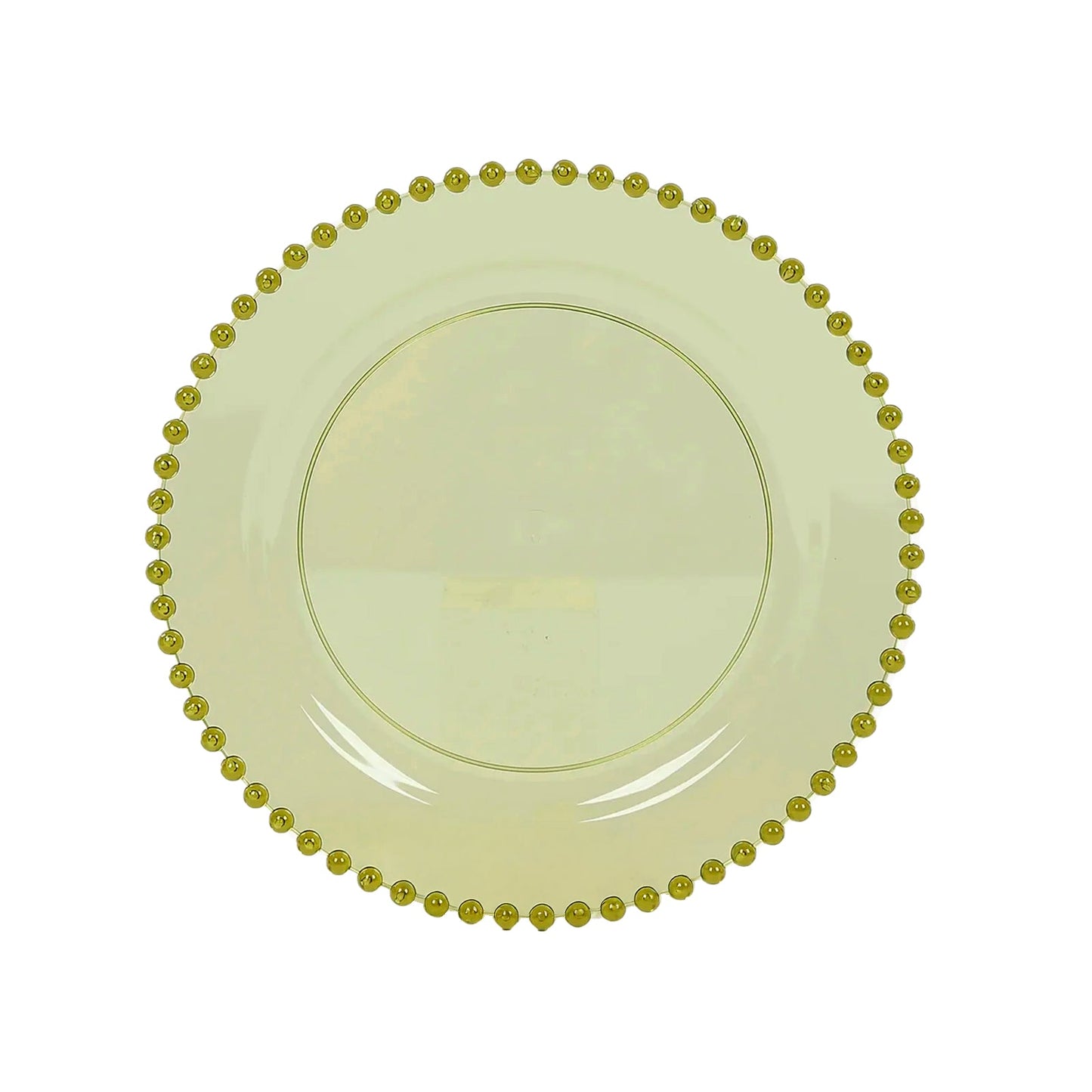 10-Pack Transparent Dusty Sage Green Plastic Dessert Plates â€“ 8’’ Round with Beaded Rim Disposable for Parties &
