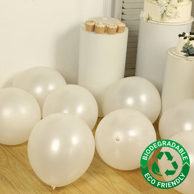10 Pack White Biodegradable Balloons 18’’ Thickened Extra Strong Eco-friendly Latex Helium Party Balloons - Decorations