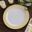 10-Pack Plastic Round Dinner Plates 10" White with Beige Gold Spiral Rim - Chic Disposable Party Plates