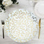 10-Pack Plastic 8" Round Salad Dessert Plates in White with Gold Leaf Design - Heavy Duty Disposable Party Plates for Stylish Events & Memorable Gatherings