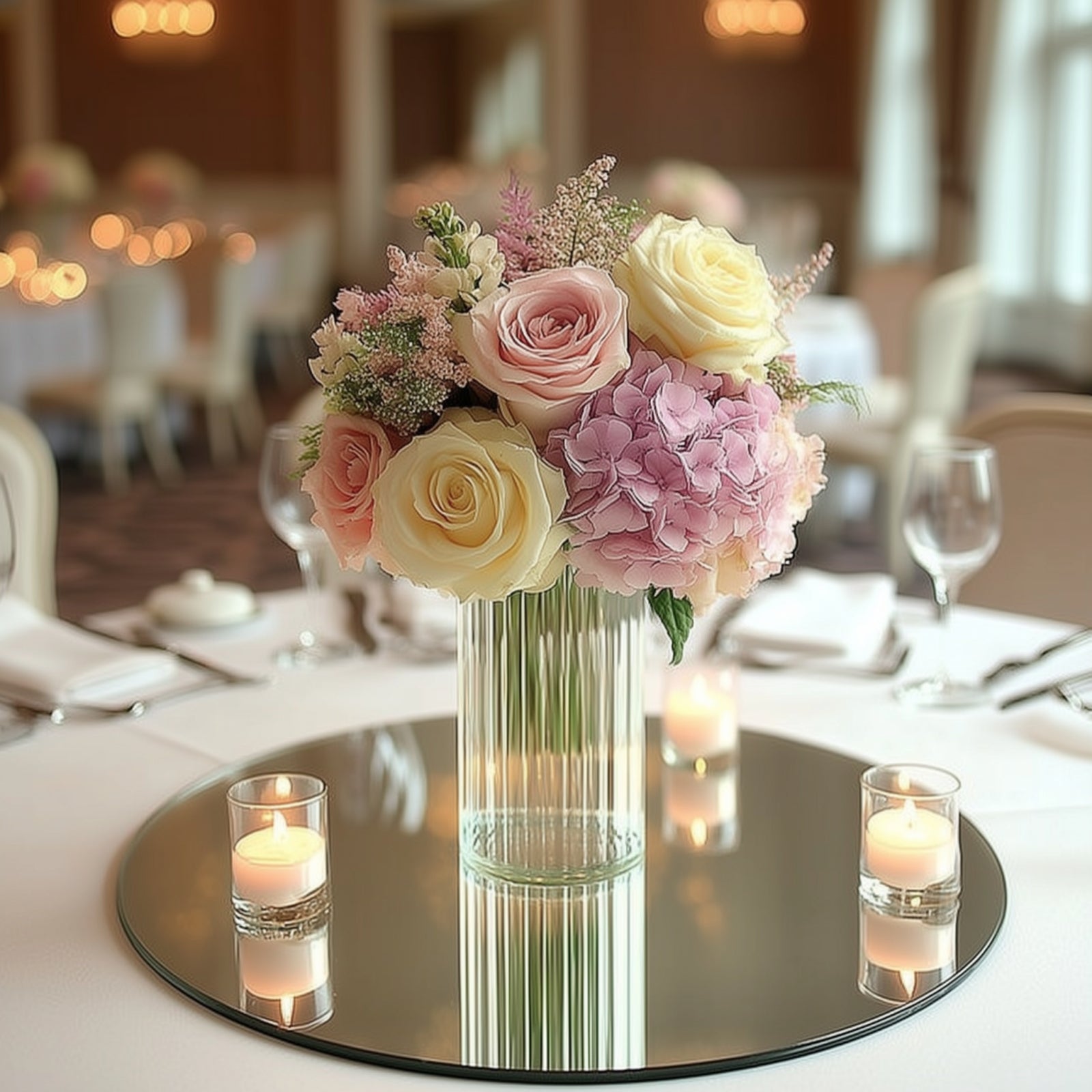 10’’ Ribbed Cylinder Glass Vases â€“ 12 Pack Clear Flower Vases for Table Centerpieces Home & Wedding Decor - Floral