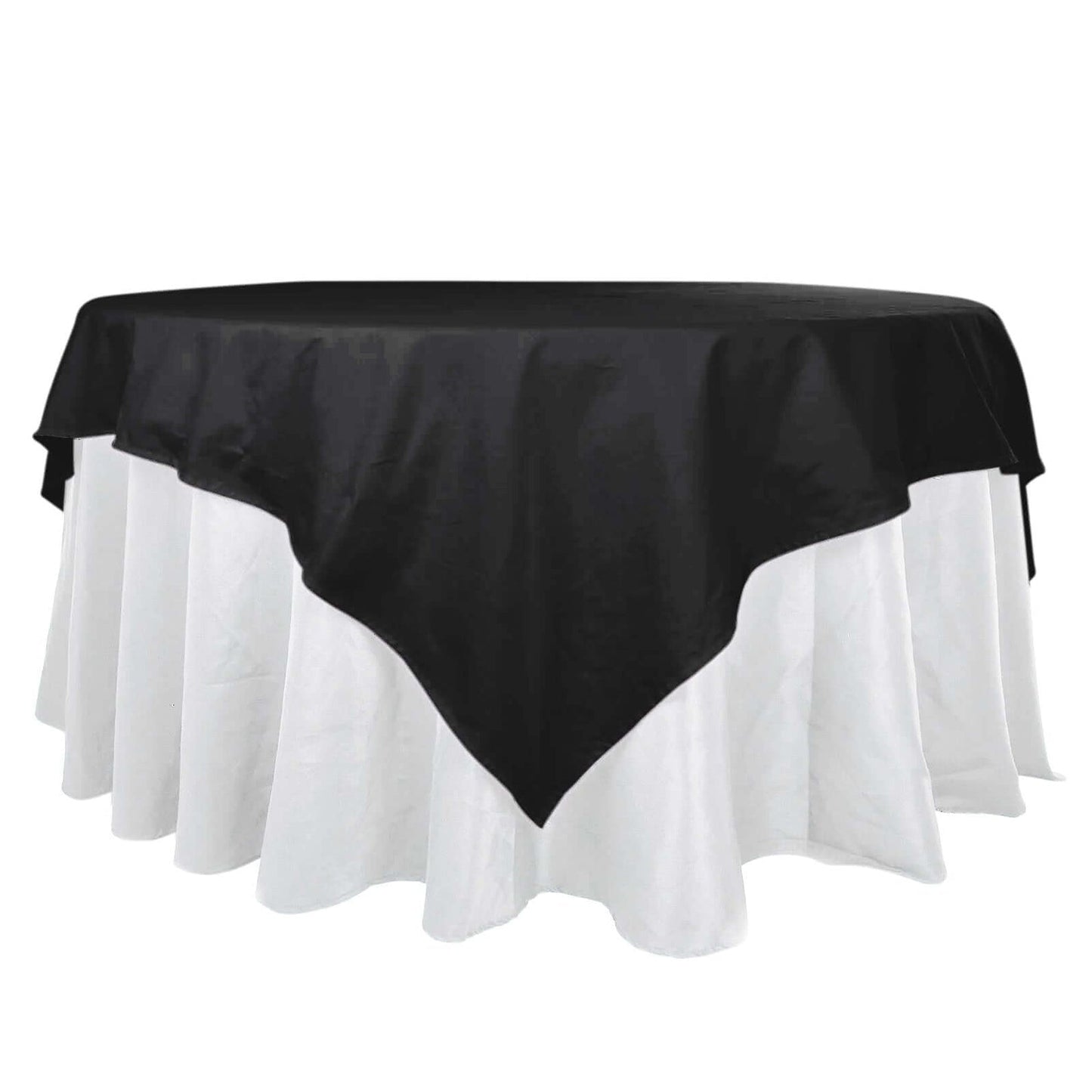 100% Cotton 90"x90" Table Overlay Square Tablecloth Black Linen - Soft & Breathable Fabric Table Topper