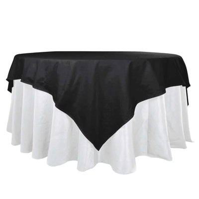 100% Cotton 90"x90" Table Overlay Square Tablecloth Black Linen - Soft & Breathable Fabric Table Topper