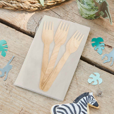 100-Pack Birchwood Forks Natural - Eco Friendly Biodegradable Wooden Utensils for Rustic Themes & Outdoor Parties 6’’