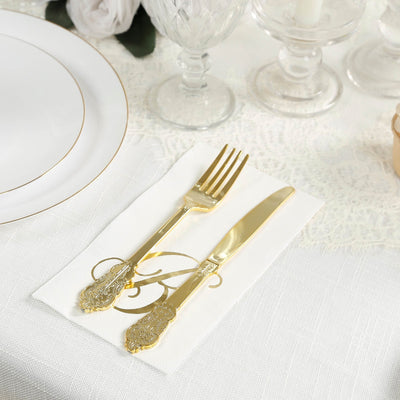 100 Paper Dinner Napkins White with Gold Foil Monogram ’B’ â€“ 8’’x4’’ Folded Disposable Party Napkins - Napkins