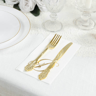 100 Paper Dinner Napkins White with Gold Foil Monogram ’D’ â€“ 8’’x4’’ Folded Disposable Party Napkins - Napkins