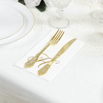 100 Paper Dinner Napkins White with Gold Foil Monogram ’H’ â€“ 8’’x4’’ Folded Disposable Party Napkins - Napkins