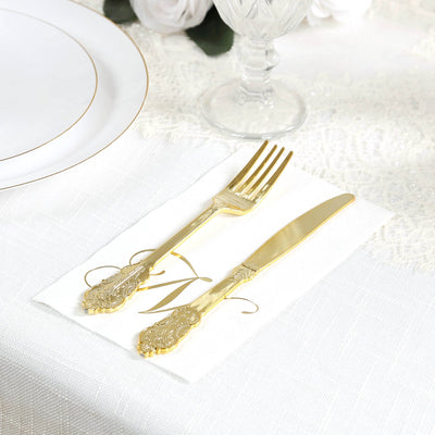 100 Paper Dinner Napkins White with Gold Foil Monogram ’N’ â€“ 8’’x4’’ Folded Disposable Party Napkins - Napkins