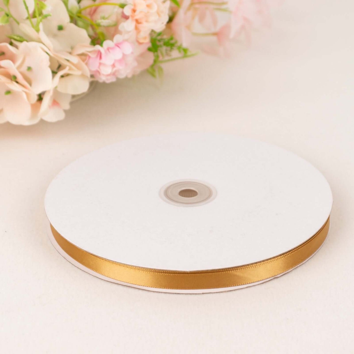 100 Yards 3/8" Gold Single Face Decorative Satin Ribbon