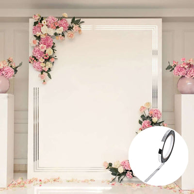 100 Yds 3/8" Silver Metallic Film Tape Adhesive, DIY Floral Wrap Craft Decor Tape - Polyester with Acrylic