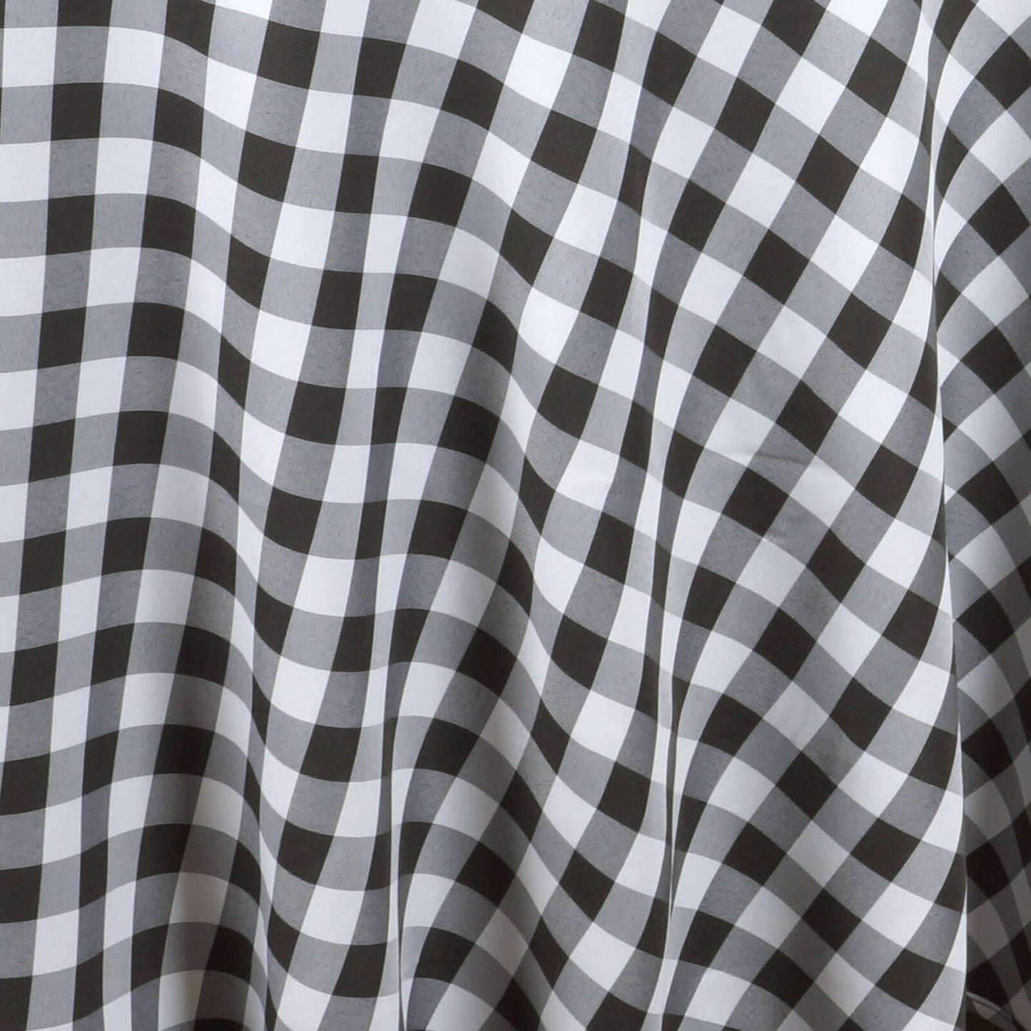 Polyester 108" Round Tablecloth White/Black - Checkered Buffalo Plaid Table Cover