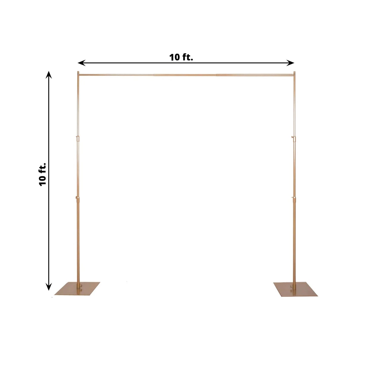10ft Gold Metal DIY Adjustable Heavy Duty Backdrop Stand Kit, Steel Base