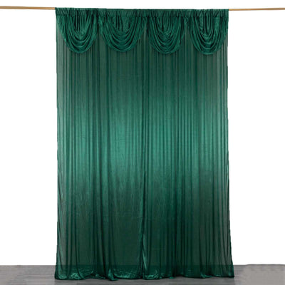 10ftx10ft Hunter Emerald Green Double Drape Pleated Satin Event Curtain Drapes, Glossy Photo Backdrop Event Panel