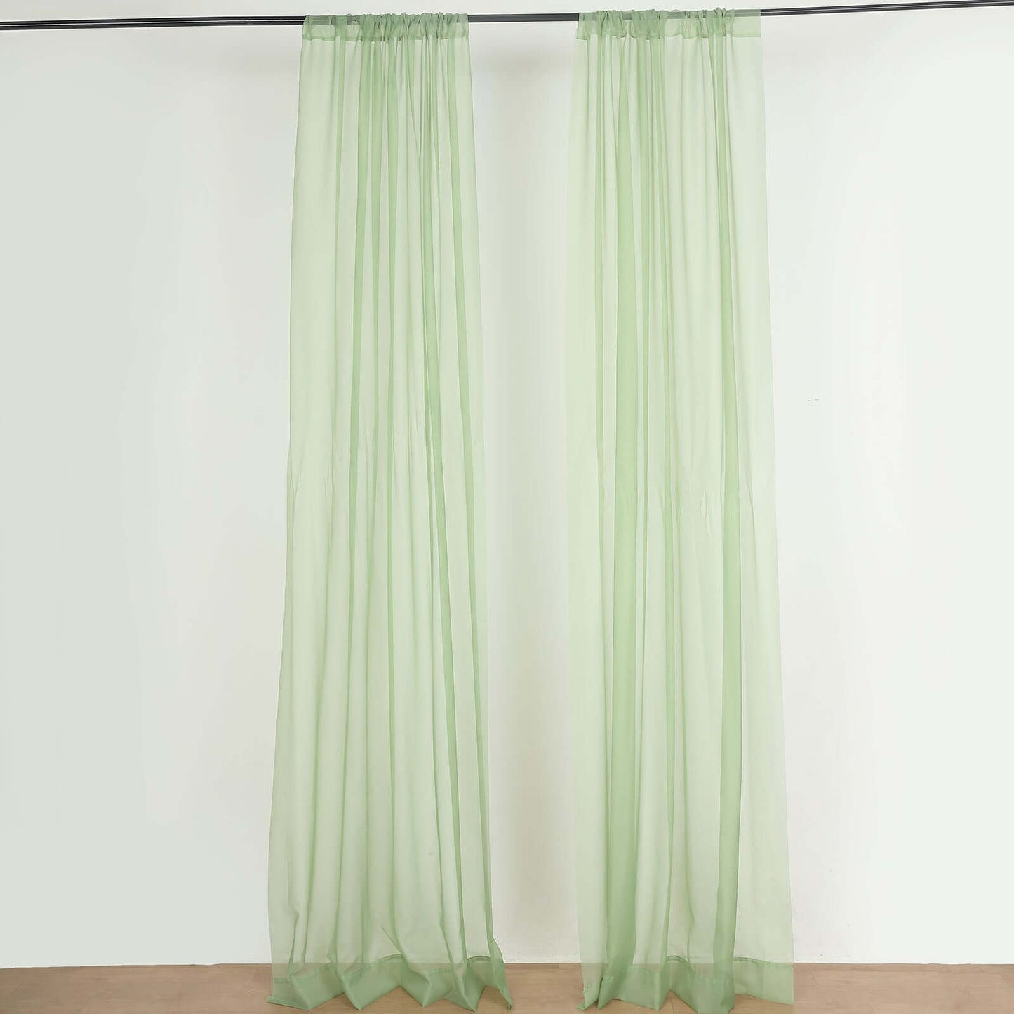 2 Pack Sage Green Sheer Chiffon Event Curtain Drapes, Durable Flame Resistant Organza Backdrop Event Panels With Rod Pockets - 10ftx10ft