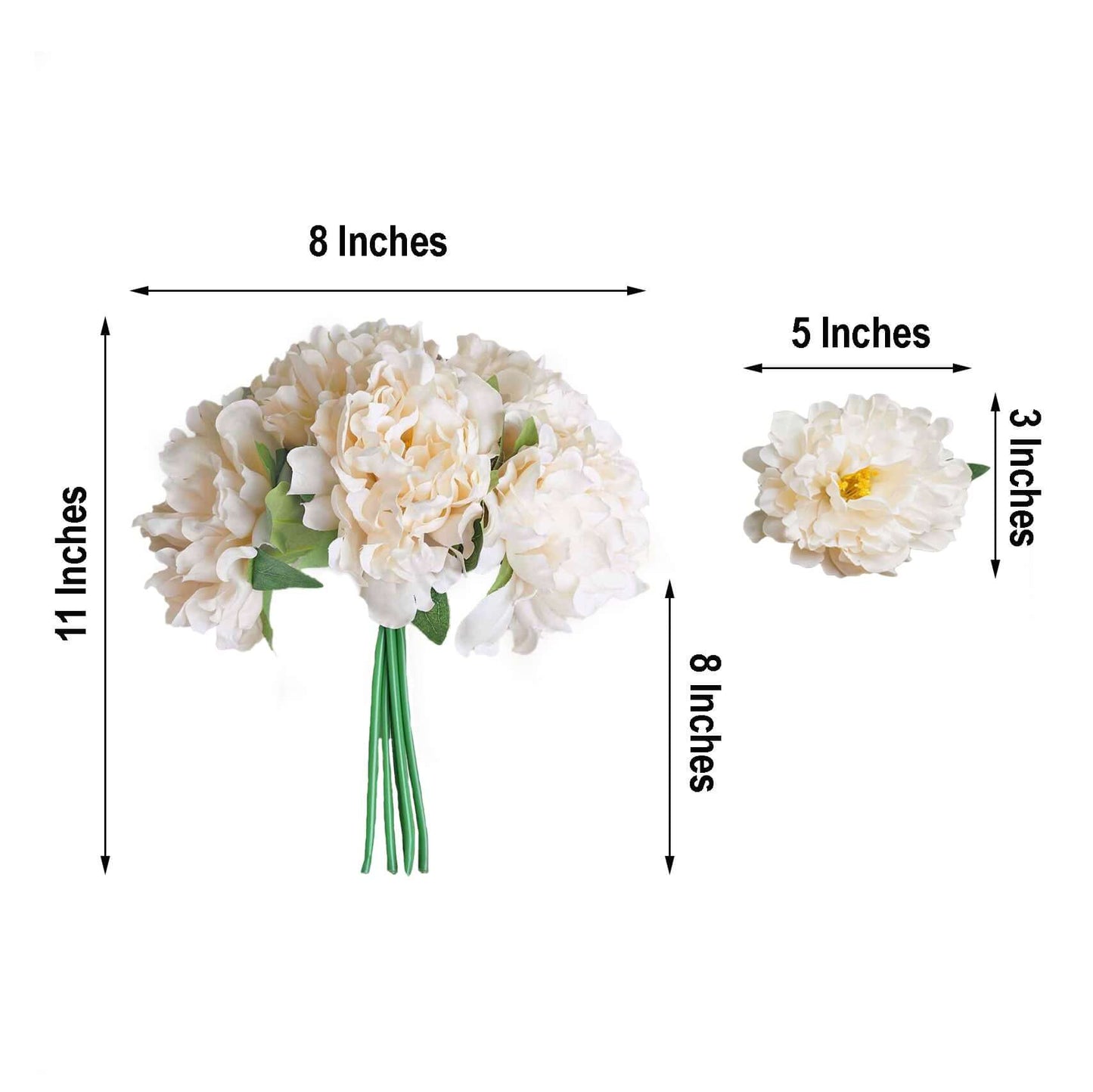 11" Blush Cream Real Touch Artificial Silk Peonies Flower Bouquet