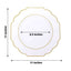 10-Pack Plastic Dinner Plates in White Baroque Design with Scalloped Gold Rim - Heavy Duty Disposable Party Plates for Events & Banquets 11"