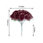 12" Burgundy Artificial Velvet-Like Fabric Rose Flower Bouquet Bush