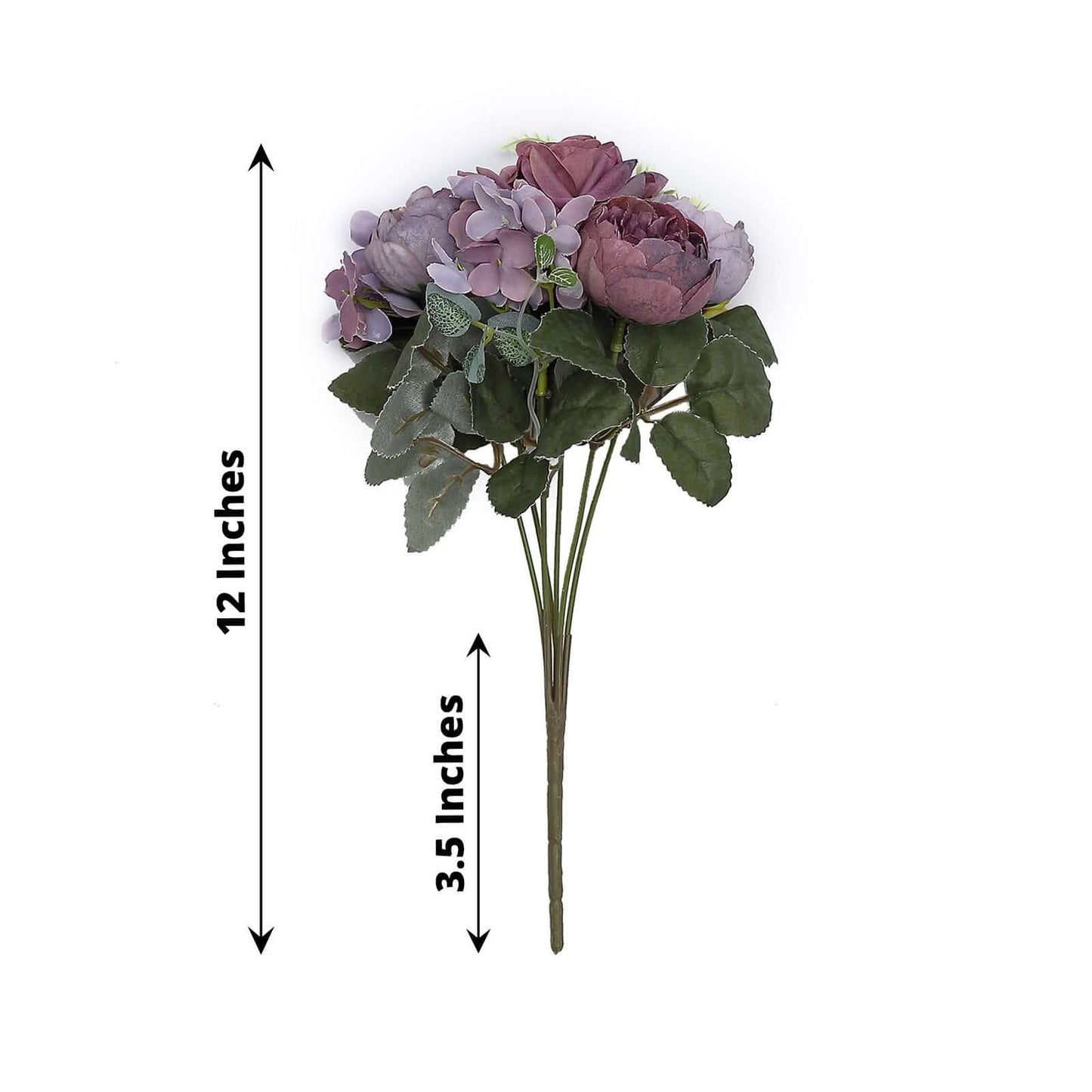 2 Pack Artificial Rose & Peony Floral Arrangements â€“ 12" Purple Silk Bouquets for Weddings & Home DÃ©cor