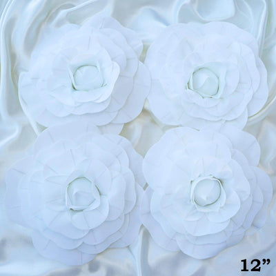 4 Pack 12" Large White Real Touch Artificial Foam DIY Craft Roses