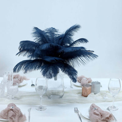 12 Pack 13"-15" Navy Blue Natural Plume Real Ostrich Feathers, DIY Centerpiece Fillers