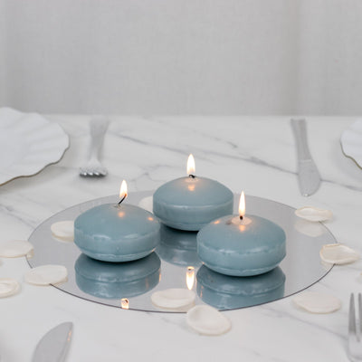 12 Pack 3’’ Dusty Blue Floating Candles Unscented Dripless Wax Discs for Centerpieces - Decorations