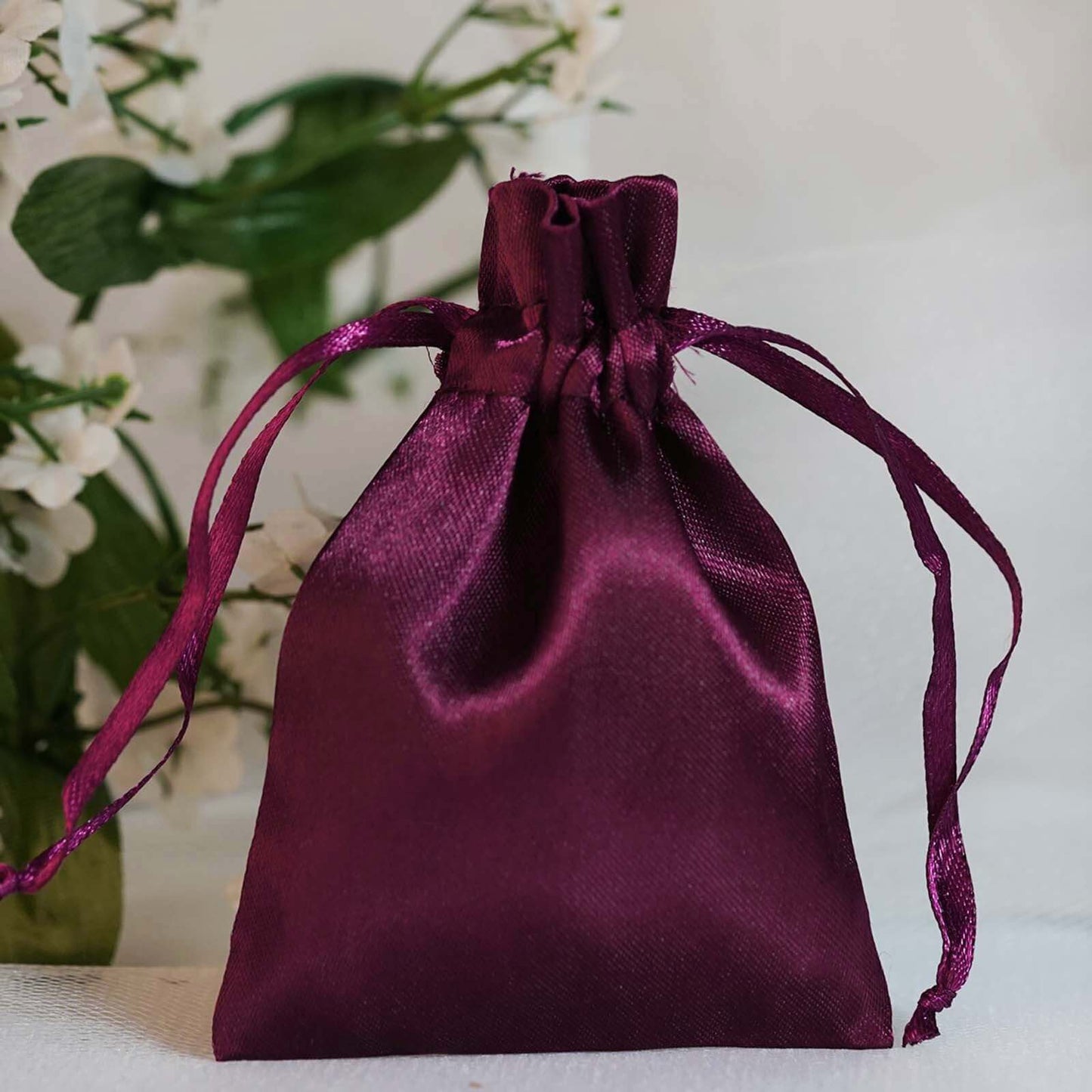 12 Pack 3"x4" Eggplant Satin Drawstring Wedding Party Favor Gift Bags