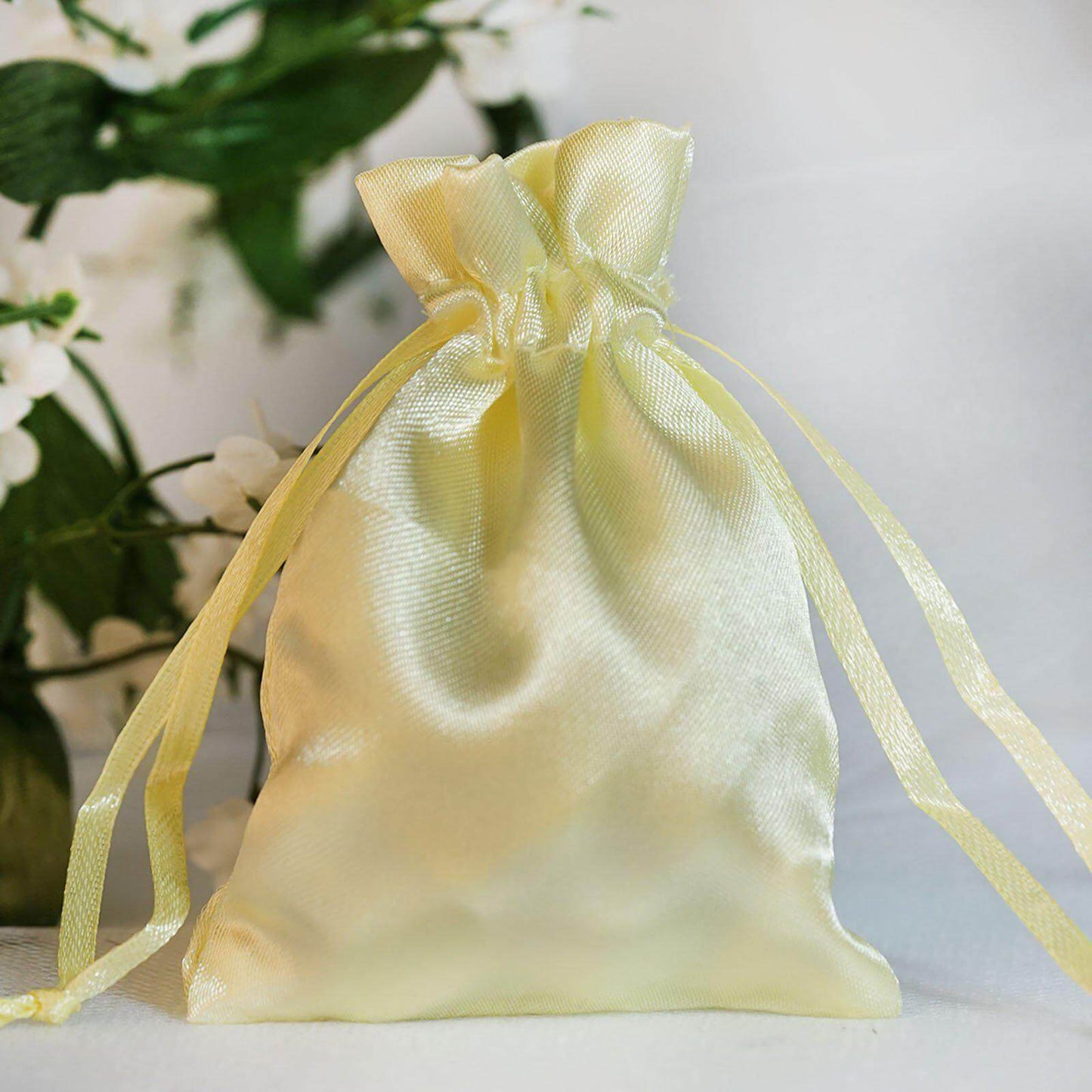 12 Pack 3"x4" Yellow Satin Drawstring Wedding Party Favor Gift Bags