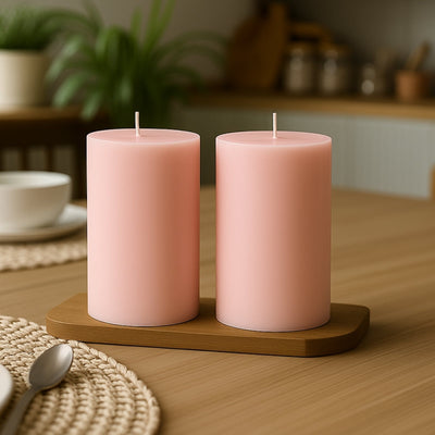 12-Pack 3’’x6’’ Unscented Dripless Pillar Candles â€“ Blush Long-Burning Paraffin Wax with Cotton Wicks - Decorations