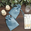 12 Pack 6"x9" Dusty Blue Satin Wedding Party Favor Bags, Drawstring Pouch Gift Bags
