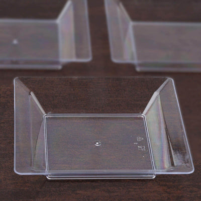 12-Pack Appetizer Plates Mini Square Design Clear - Plastic Disposable Plates for Desserts 4"