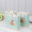 12-Pack Favor Bags Vintage Rose Floral Tea Party Turquoise Paper Goodie Gift Bags with Ribbon Handles 6’’x7’’x3’’