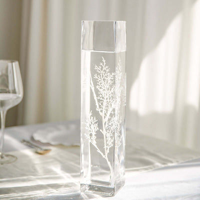 12-Pack Glass Cylinder Vases Square Clear - Durable Heavy Duty Floral Centerpieces for Weddings 14"