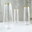 12 Pack Plastic Champagne Glasses in Clear with Gold Rim Reusable Lightweight Champagne Flutes 9oz - Drinkware