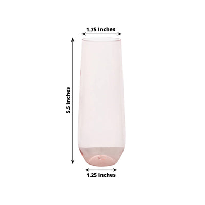 12 Pack Plastic Champagne Glasses in Transparent Blush Reusable Lightweight Champagne Flutes 9oz - Drinkware