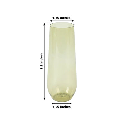 12 Pack Plastic Champagne Glasses in Transparent Dusty Sage Green Reusable Lightweight Champagne Flutes 9oz - Drinkware