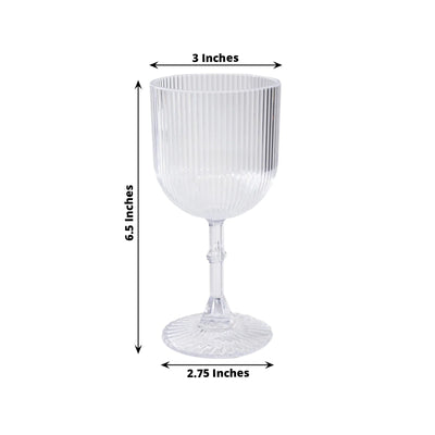 12-Pack Plastic Goblets Clear Vintage Ribbed Pattern - Reusable Shatterproof Glassware 9oz - Disposables