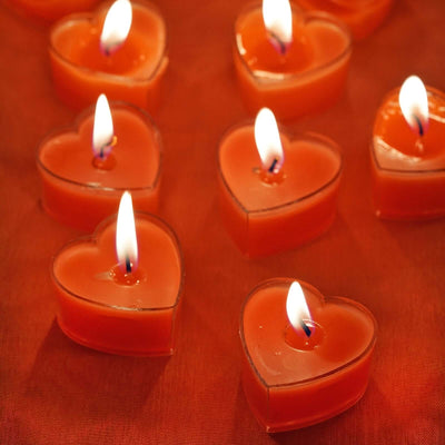 12-Pack Tealight Candles Heart Shaped Design Red - Valentines Decor for Romantic Settings Mini