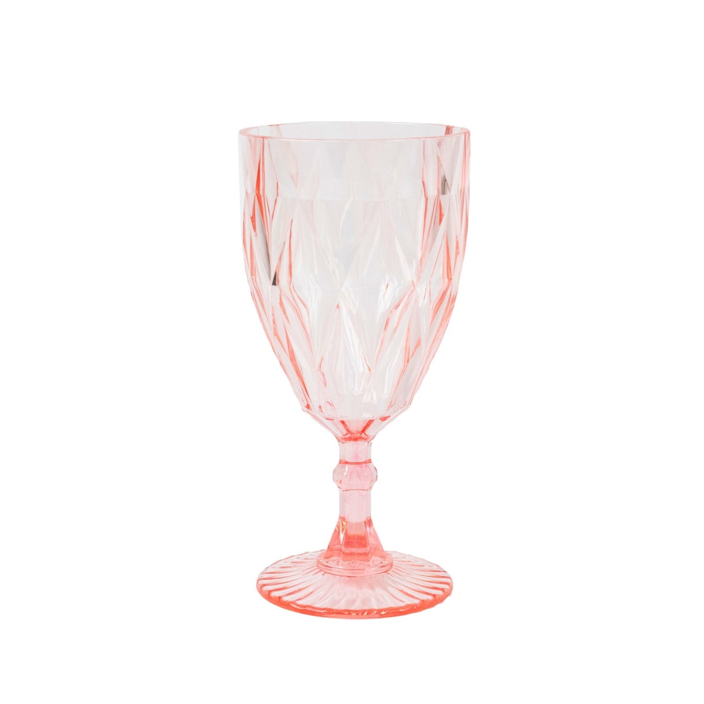12 Pack Vintage Diamond Cut Plastic Goblets â€“ Blush 11oz Reusable Wine & Beverage Glasses - Drinkware