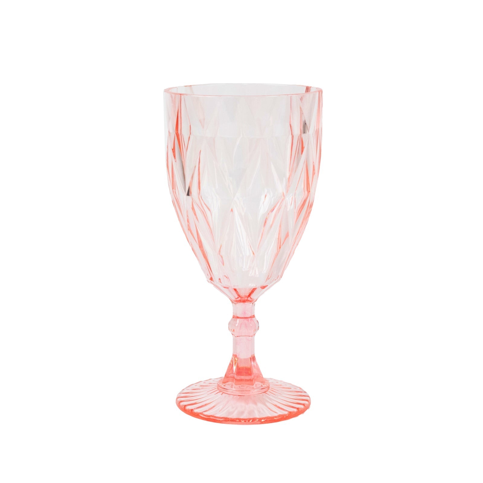 12 Pack Vintage Diamond Cut Plastic Goblets â€“ Blush 11oz Reusable Wine & Beverage Glasses - Drinkware