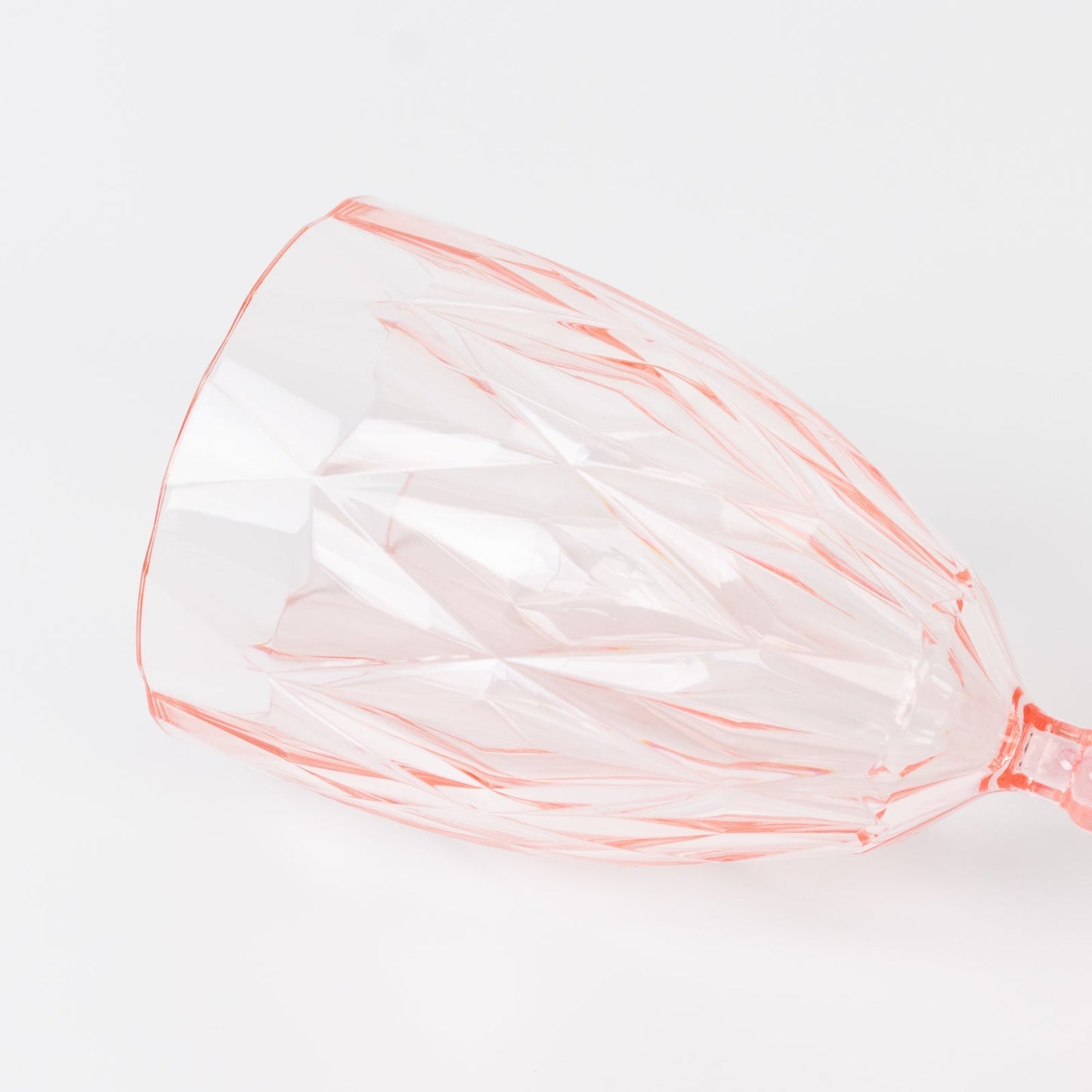 12 Pack Vintage Diamond Cut Plastic Goblets â€“ Blush 11oz Reusable Wine & Beverage Glasses - Drinkware