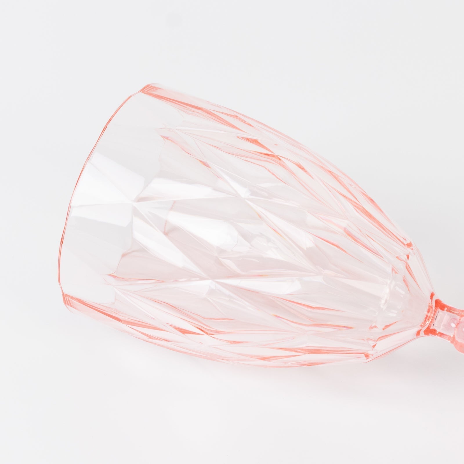 12 Pack Vintage Diamond Cut Plastic Goblets â€“ Blush 11oz Reusable Wine & Beverage Glasses - Drinkware