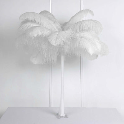 12 Pack White Natural Plume Ostrich Feathers Centerpiece Filler - 24"-26"