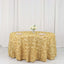 Satin 120" Round Tablecloth Champagne - Grandiose 3D Rosette with Seamless Finish Table Cover