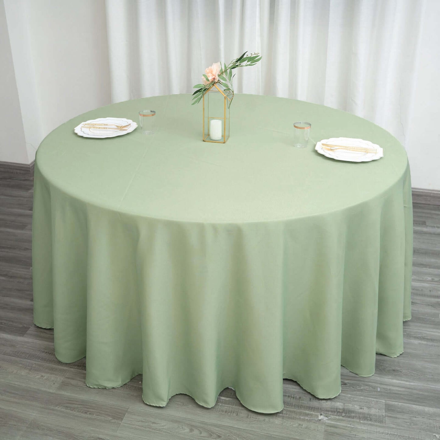 Polyester 120" Round Tablecloth Sage Green - Seamless Wrinkle-Resistant Table Cover