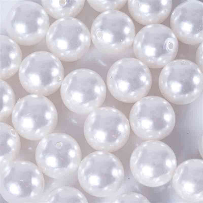 120-Pack Faux Craft Pearl Beads White - Glossy Beads with Holes for Vase Filler Jewelry Making Bridal Accessories & Event Decor 20mm