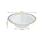 10-Pack Plastic Round Soup Bowl in White with Gold Vine & Royal Blue Rim - Sturdy Disposable Salad Dessert Bowls for Catering & Events 12oz