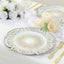 6-Pack Acrylic Round Charger Plates 13" in Antique White Floral Embossed with Scalloped Rim, Plastic Decorative Charger Tableware