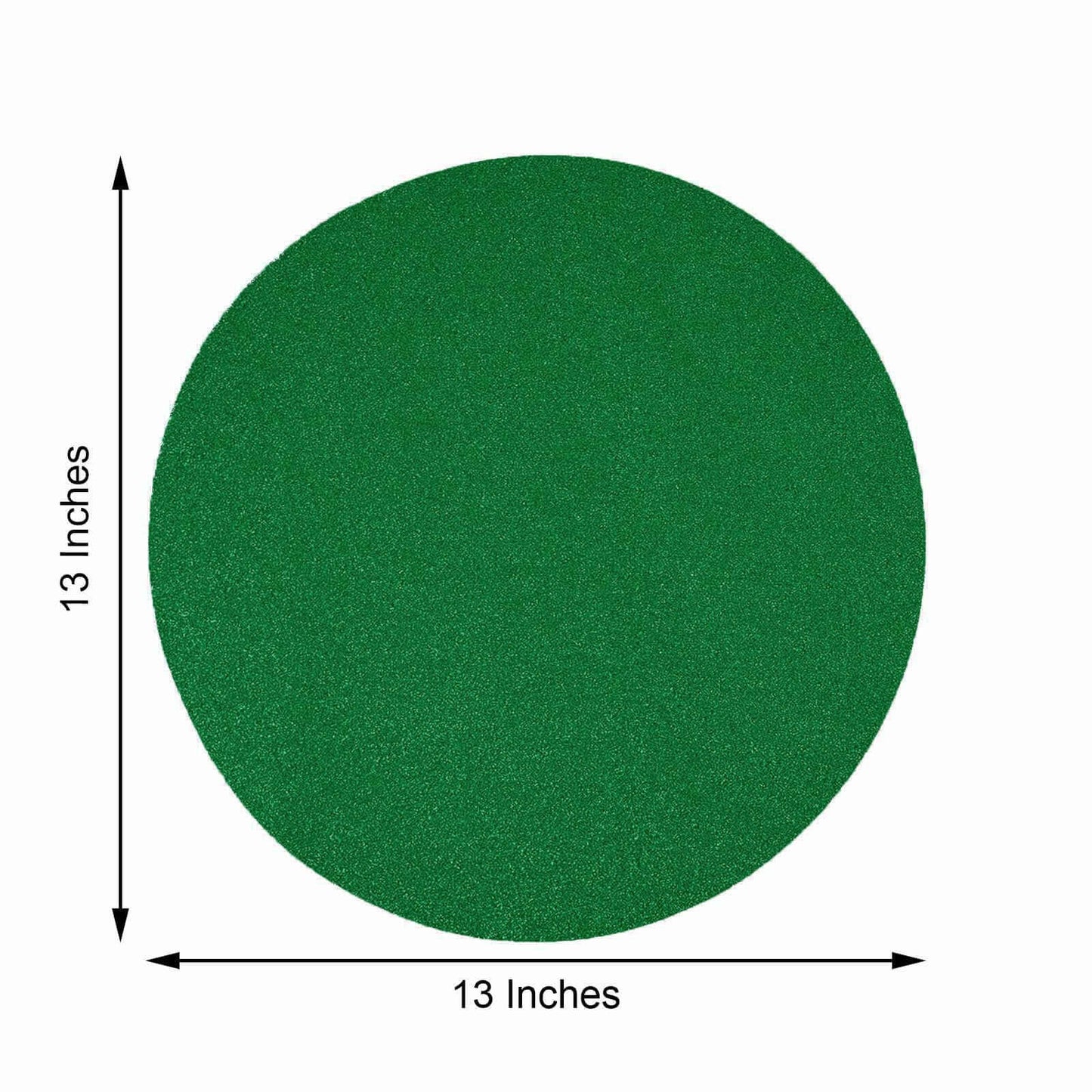 6-Pack Placemats Glitter Design Green Sparkle Round - Non-Slip Decorative Dining Table Mats 13"